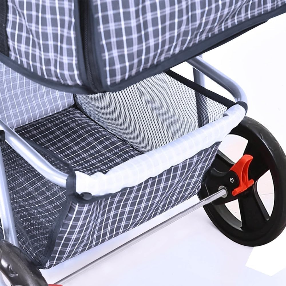 Pawz 3 Wheels Pet Stroller Dog Cat Cage Puppy Pushchair Travel Walk Carrier Pram Black, Dog Stroller with Detachable Basket, 2 Cup Holder, Folding Travel Stroller for Cats Dogs 25Kg Load image number 2