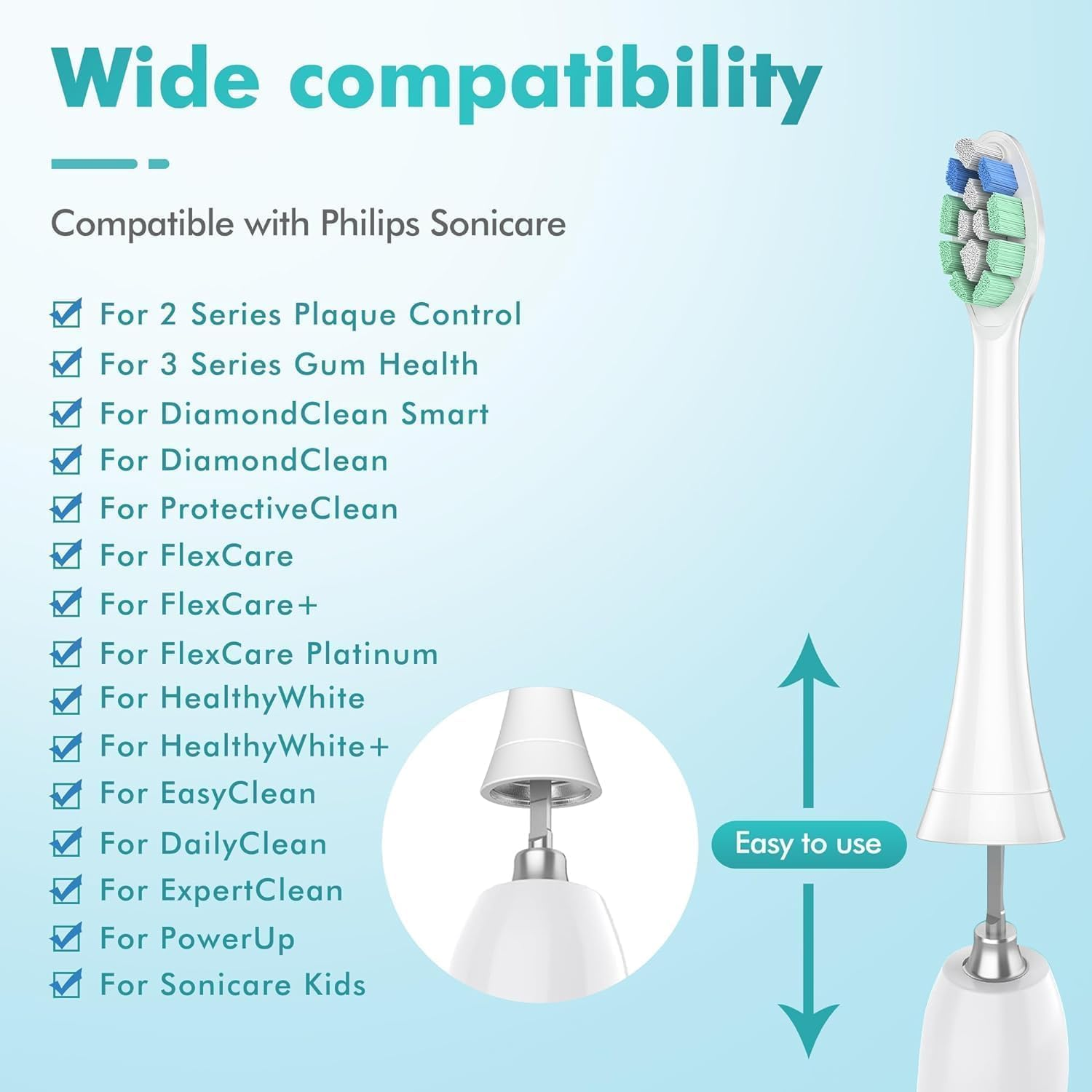 12X Replacement Toothbrush Heads for Philips Sonicare Replacement Heads, Compatible with Phillips Sonicare Replacement Brush Heads, Pack of 12 Professional Electric Toothbrush Heads Black image number 2