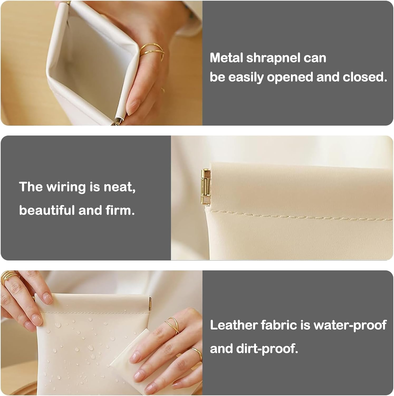 4Pcs Purse Pouches, Small Makeup Bag for Purse Mini Pocket Cosmetic Bags for Women Snap Closure Organizer Pouch for Lipstick Cosmetics Headphones Jewelry image number 2