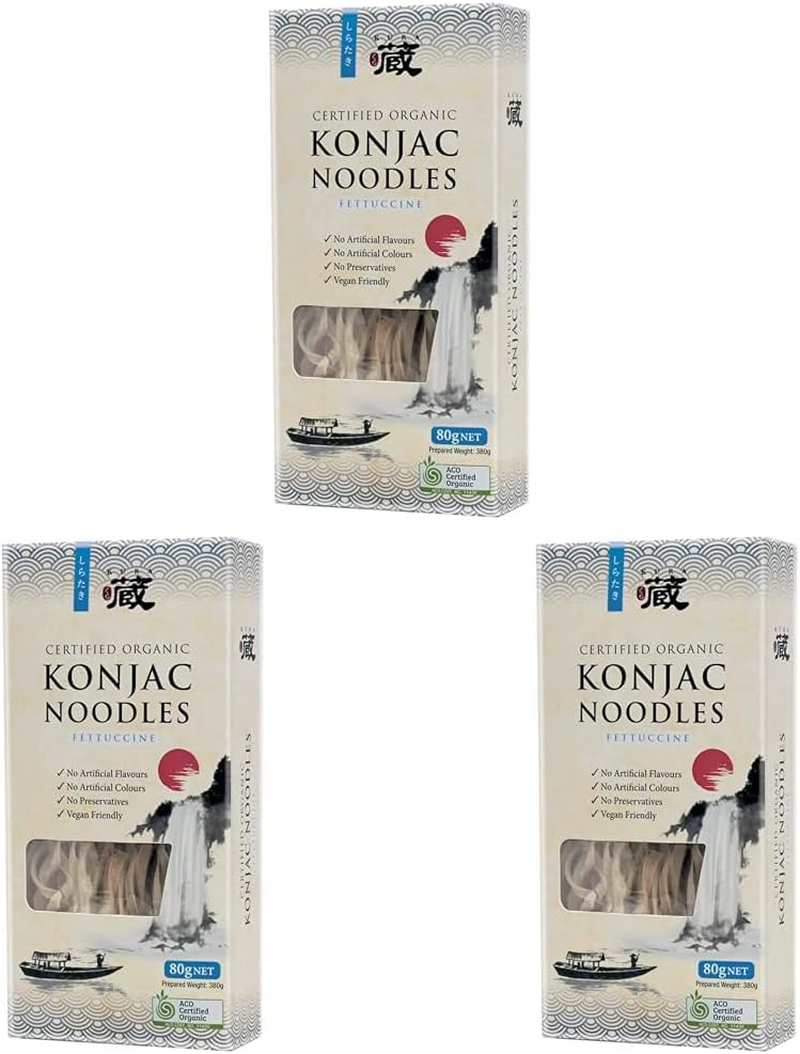 Kura Organic Dried Konjac Noodles Fettuccine, 80 G image number 1