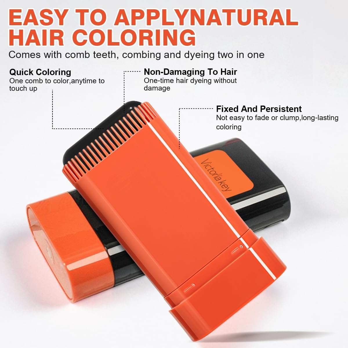 Hair Dye Stick with Comb Hair Color Stick 2-In-1 Hairdye Combstick Portable Hair Dye Comb for Gray Hair Coverage Temporary Hair Touch up Pen for Women & Men Roots Hairline Shading (Black) image number 4