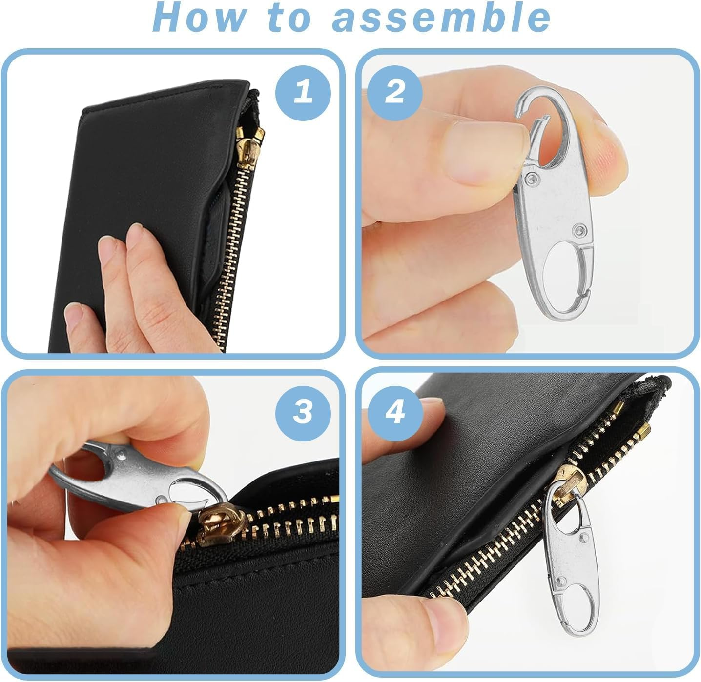 Zipper Clip Theft Detterent - anti Theft Zipper Locks Keep the Zipper Closed Backpacks, 6 Pack Easy Clip Black & White, Nylon Cord Zipper Pulls 6 Pack (6 Pcs Silver, Oval Double Open) image number 4