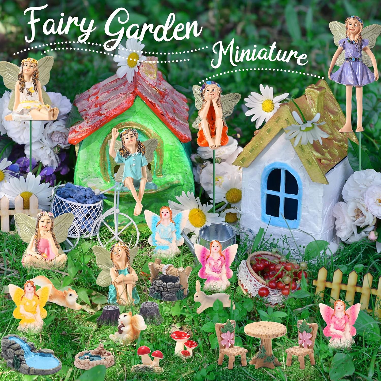 120 Pieces Garden Kit Accessories Garden Animals Miniatures Fairies Miniature Figurines Micro Landscape Ornaments DIY Kit for Outdoor Yard Lawn image number 2