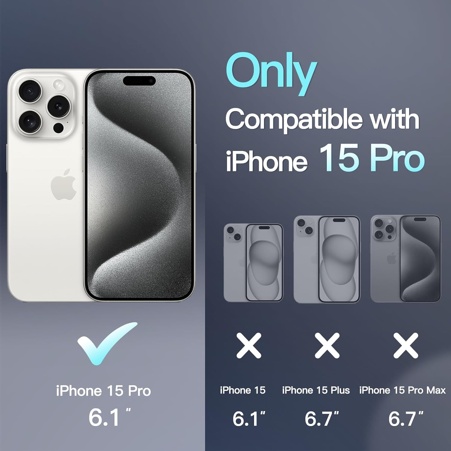 Jetech Magnetic Case for Iphone 15 Pro 6.1-Inch Compatible with Magsafe, Translucent Matte Back Slim Shockproof Phone Cover (Bright Blue) - Black image number 2