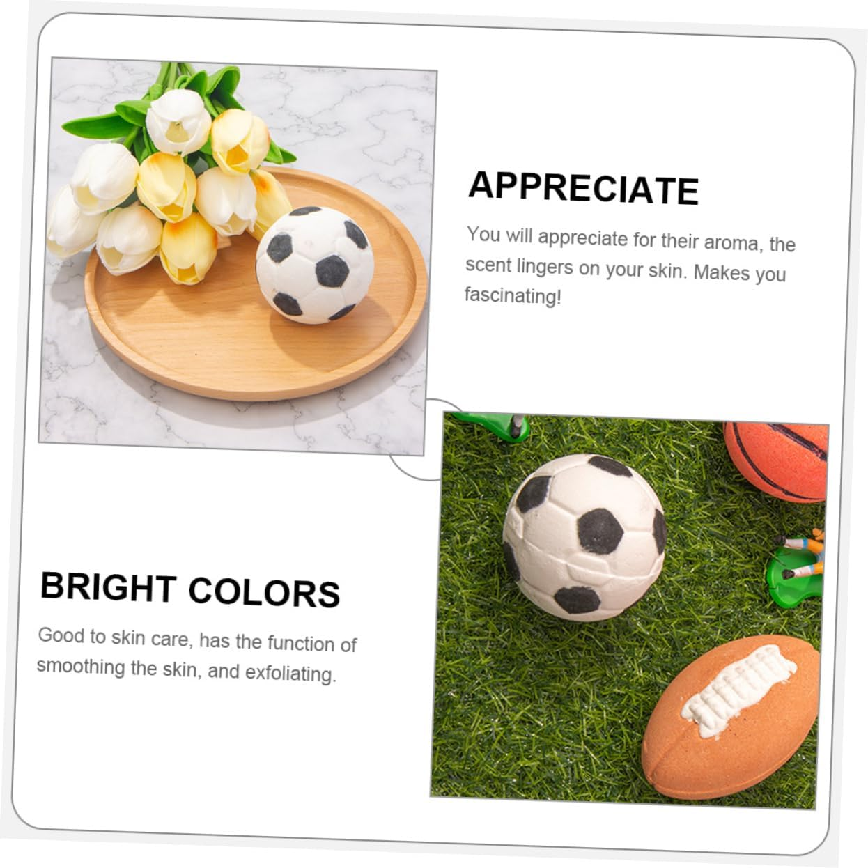 Anneome 2Pcs Football Shape Bath Salt Bomb Rich Foaming Aroma Bathing Salt Bomb for Boys and Girls image number 2