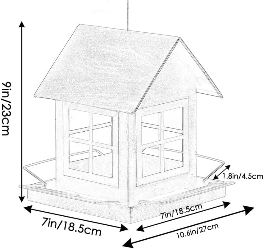 Bird Feeder,Bird Feeders House for outside Hanging, Metal Wild Bird Feeder for Outdoors,Large Capacity Wild Birdfeeder Birdhouses Squirrel Proof (Heavy Metal-Country House) image number 6