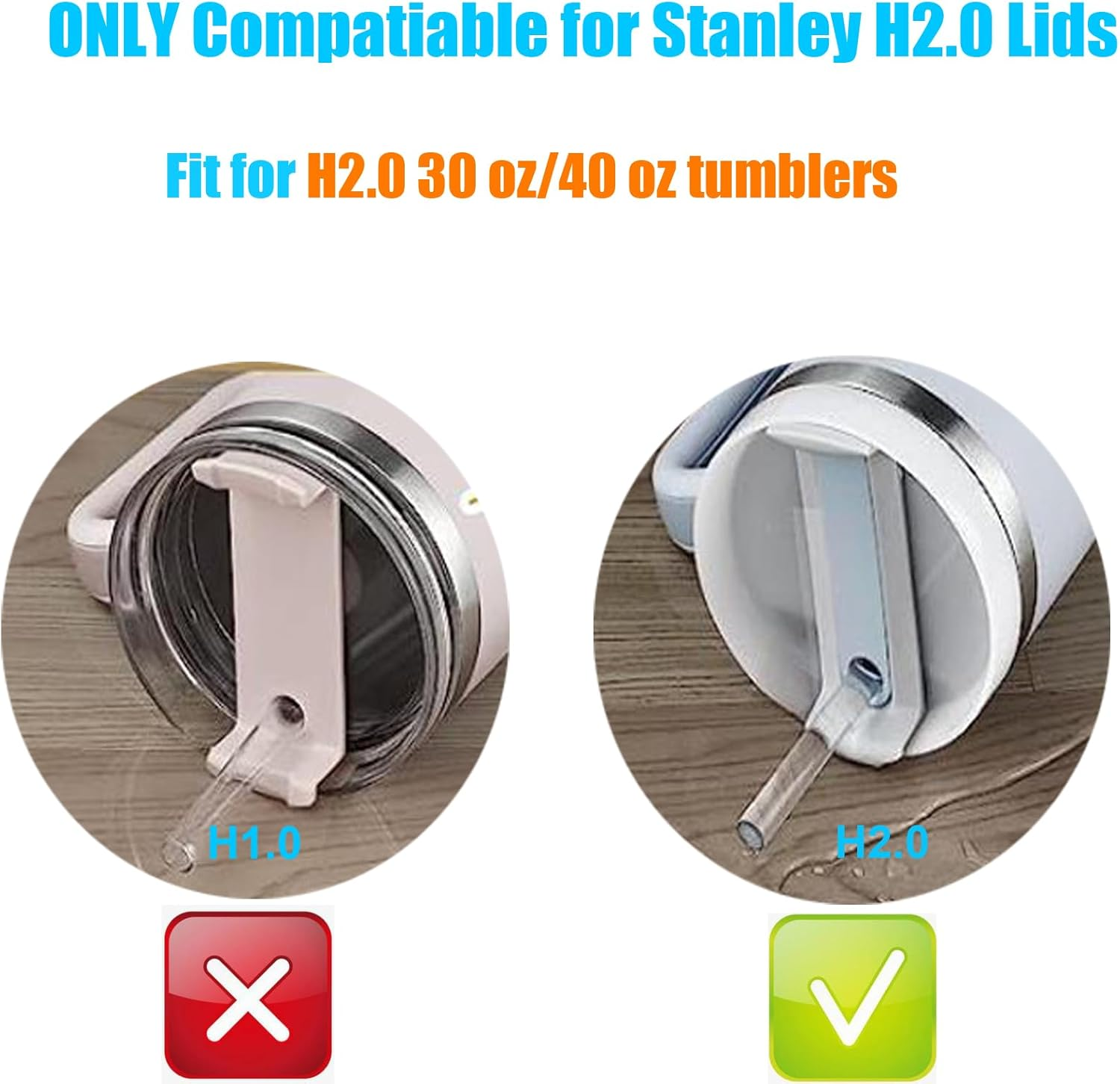 Leak Stoppers Accessories Set for Stanley H2.0 40Oz/30Oz Tumbler, Includes 2 Set No Spill Stoppers and Straw Covers, Leak Proof Stoppers for Stanley Lid (6 Pcs)