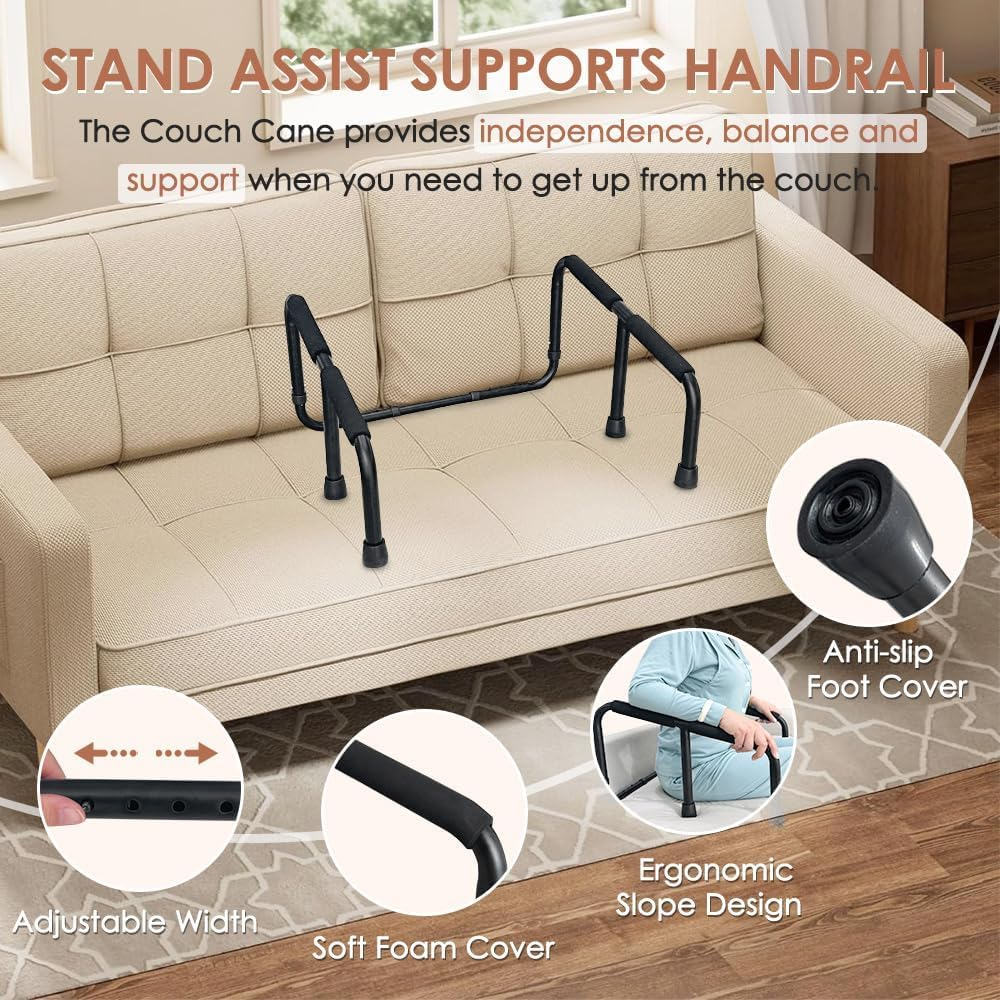 NEPPT Couch Cane Stand Lift Assist for Elderly Standing Aids Supports Assistance Bed Handle Bedside Assist Couch Rail Seniors Fall Prevention Devices Grab Bar Portable Chair Cane