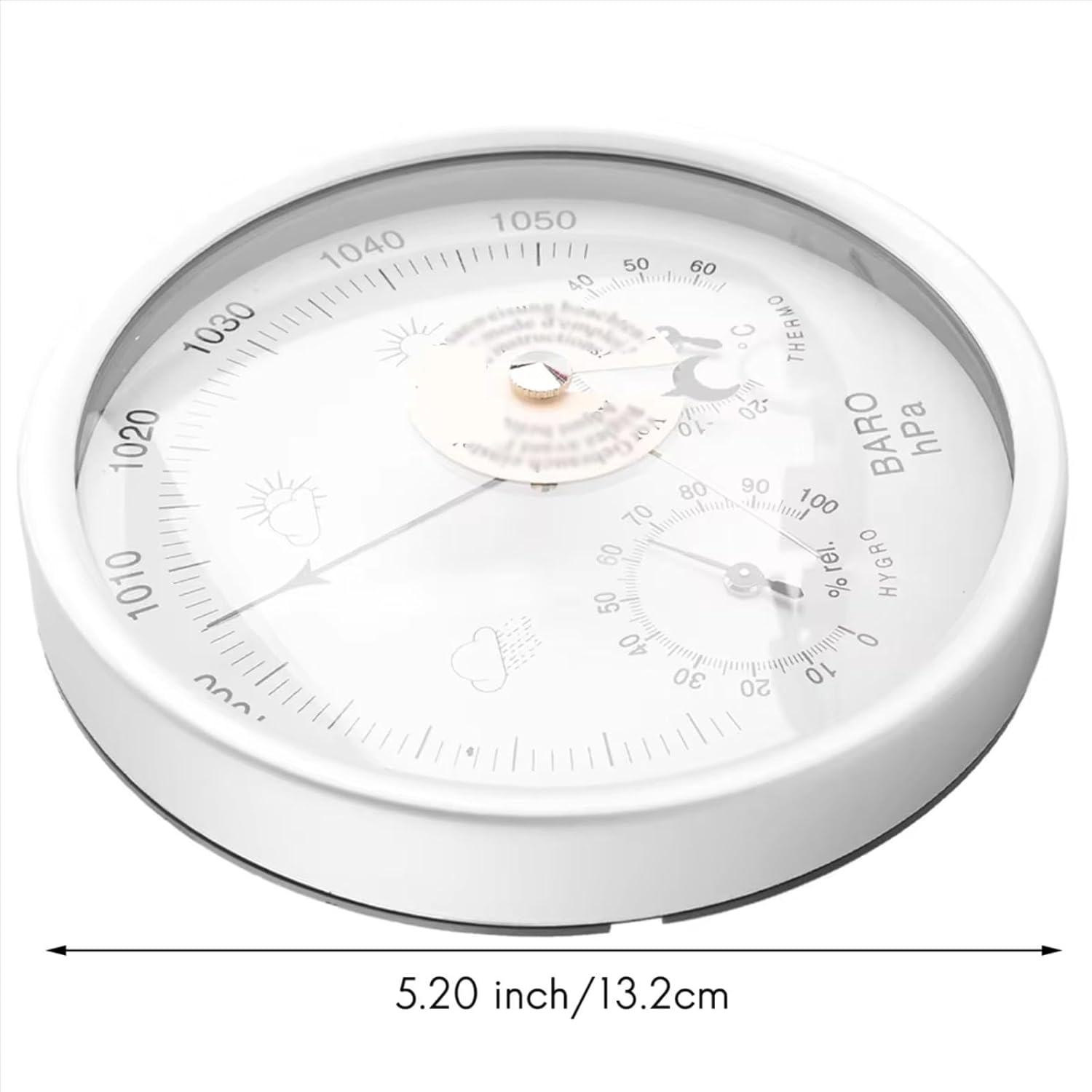 5.2 in Analog Weather Station - Barometer Thermometer Hygrometer, 3 in 1 Dial Type for Home Wall, Car, Terrace, Office, Living Room image number 2