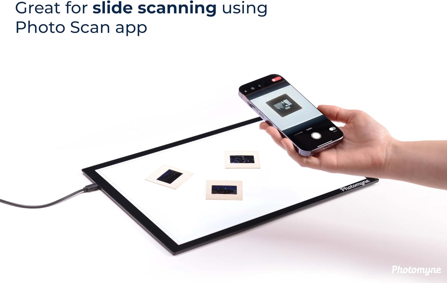 Photomyne Ultra-Thin 14X9.25 Inches/35.7X23.5 Cm USB Powered Light Pad for Supporting Photo Slide and Film Negative Scanning Including a USB Adapter - Black