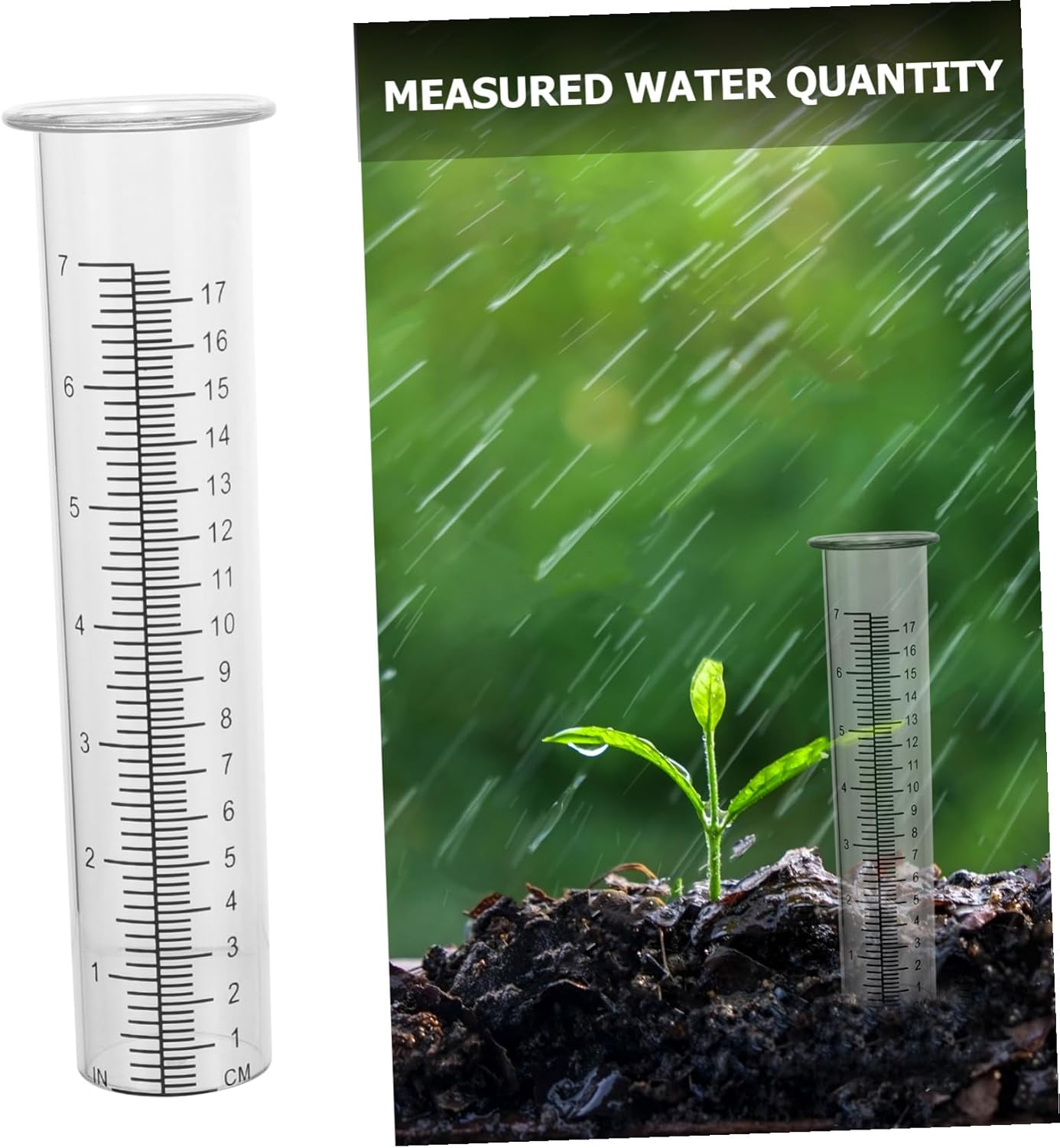 Ibasenice 2Pcs Transparent Shaped Rain Measuring Tubes Plastic Rain Gauges for Garden Supplies Accurate Precipitation Measurement Tools image number 4