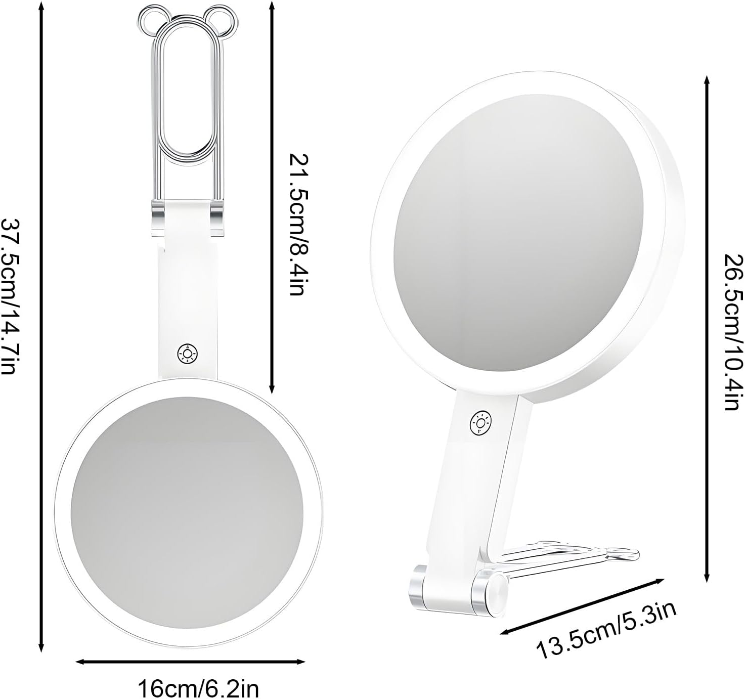 TARSHYRY LED Lighted Makeup Mirror Tabletop, Handheld Magnifying Makeup Mirror, Double Sided 30X/1X LED USB Rechargeable 3 Color Temperature, Foldable for Travel (White) image number 1