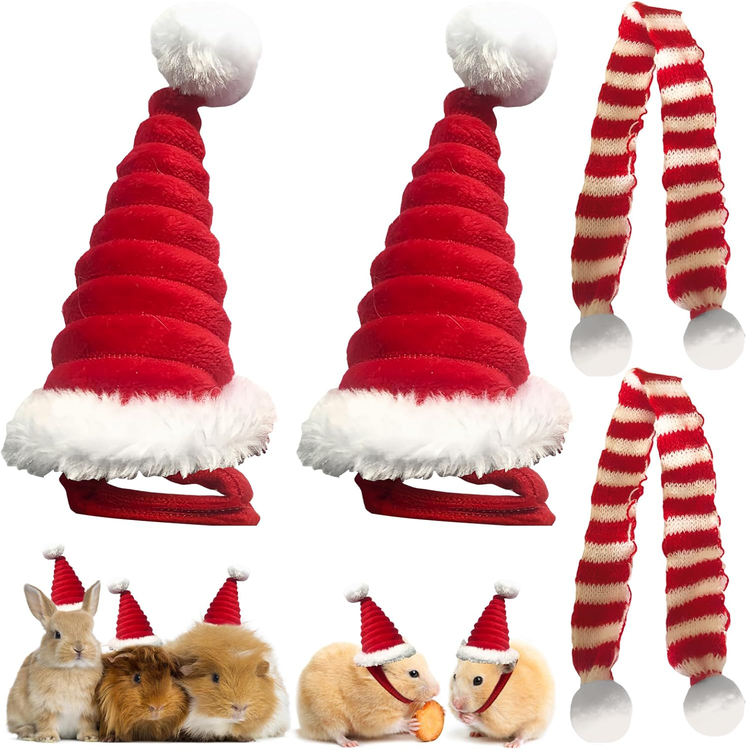 Pet Christmas Hat, Pack of 2 Mini Christmas Hat for Pets, Cat Christmas Hat, Adjustable Christmas Hat, Christmas Pet Costume, Christmas Costume for Dogs, Cats, Hamsters, Bunny image number 3