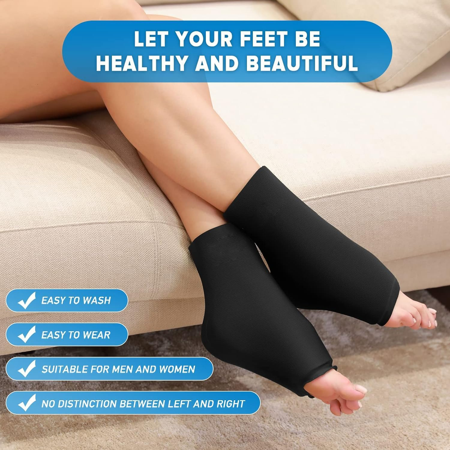 Ankle Ice Pack Wrap for Swelling, Reusable Ankle Ice Pack for Sprained Ankle Injuries, Cold Therapy Sock Compression, Plantar Fasciitis Relief, Achilles Tendonitis, Sore Feet, Foot & Heel image number 3