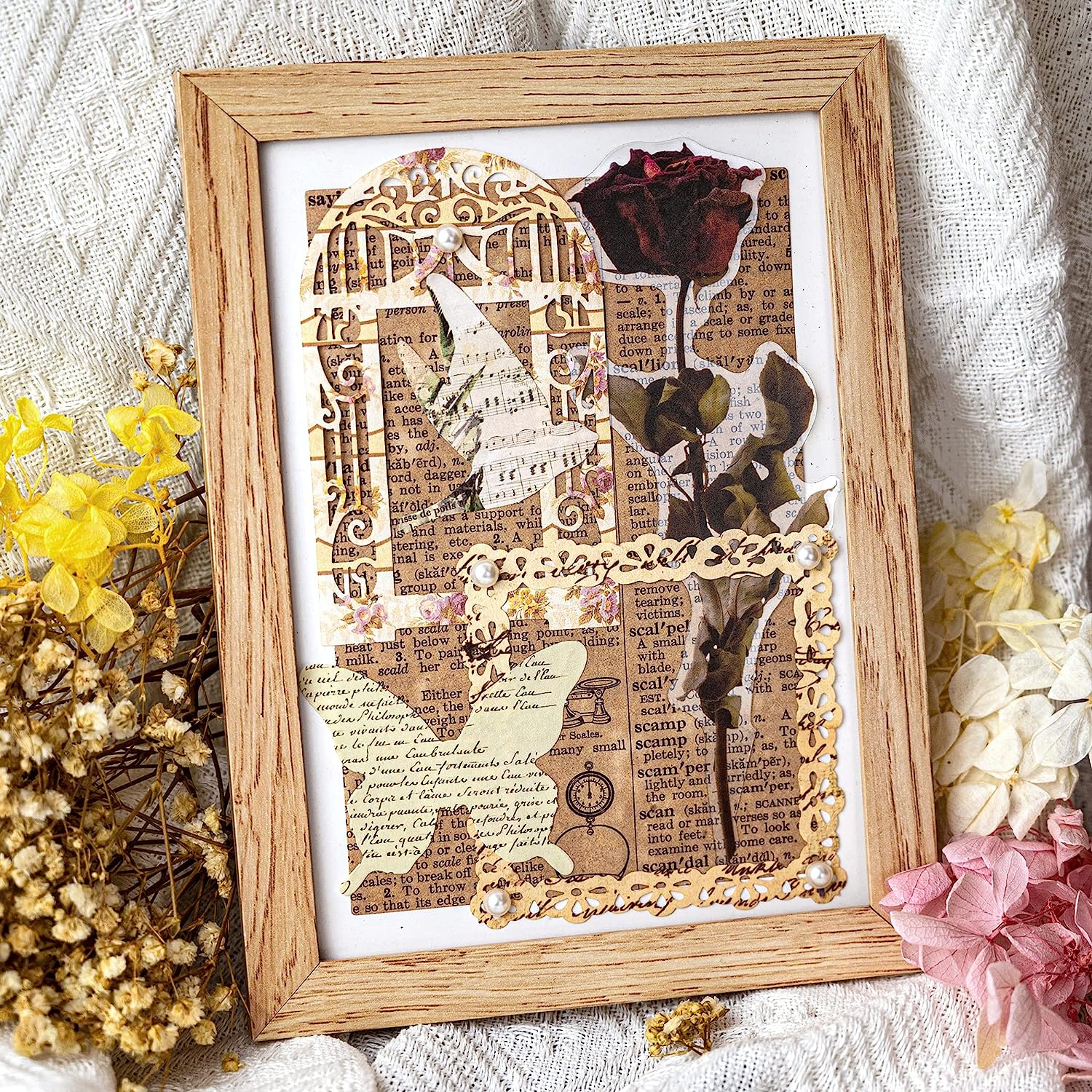 6 Packs Paper Lace Cutouts Vintage Lace Paper Frame Decorative Paper Die-Cut Paper Border with Pattern Printed Paper Lace Doily for Scrapbooking Journaling Card Making Crafts (Dream) image number 1