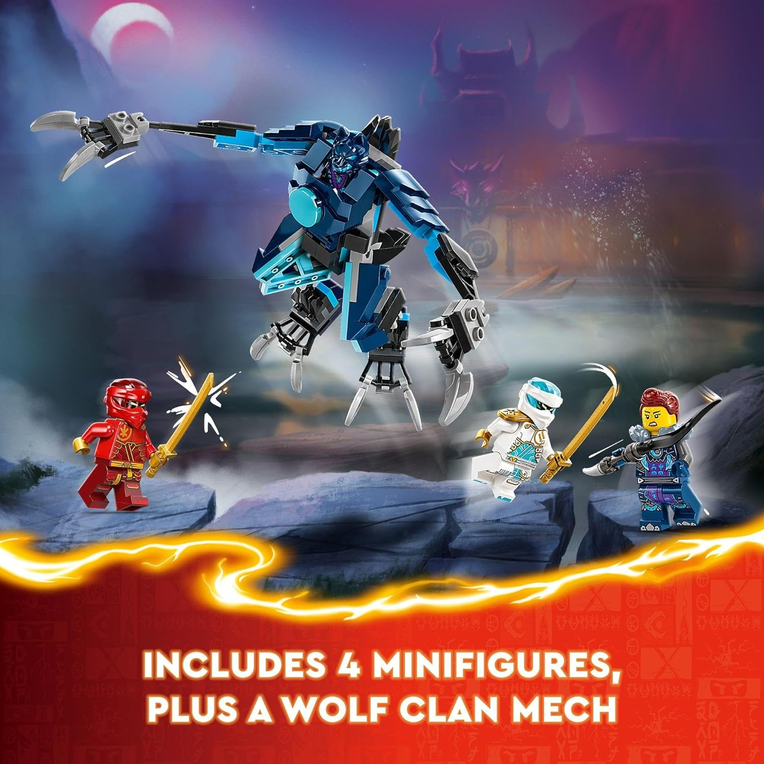 LEGO NINJAGO Kai&rsquo;S Elemental Fire Mech Toy for 7+ Year Old Boys & Girls, Action Figure Building Set from the Dragons Rising TV Show, Kids' Ninja Toys with Kai and Zane Character Minifigures 71808 image number 2