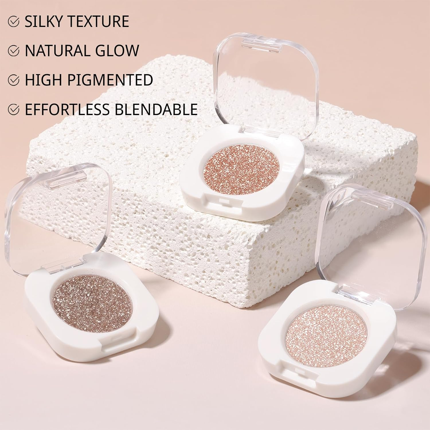 DAGEDA Single Shimmer Eyeshadow,Smooth,High-Pigment Eye Shadow, Sparkly Glitter Eyeshadow Makeup,Long Wear Shimmer Finish Sparkly Eye Makeup(Sun Glow)