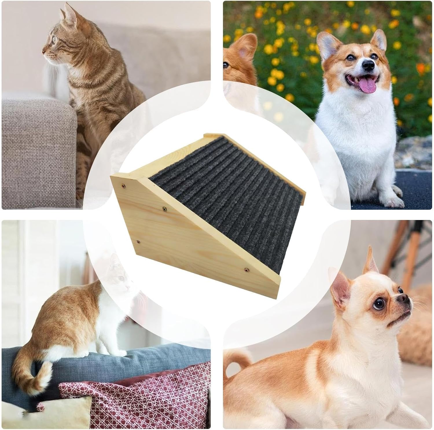 Dog Ramp for Sofa Solid Wooden Pet Ramp Car Dog Ladder with Non-Slip Traction Mat 30X15X25Cm Dogs Ramps Access Stair Assist for High Places for Sofa, Bed, Couch,Car image number 2