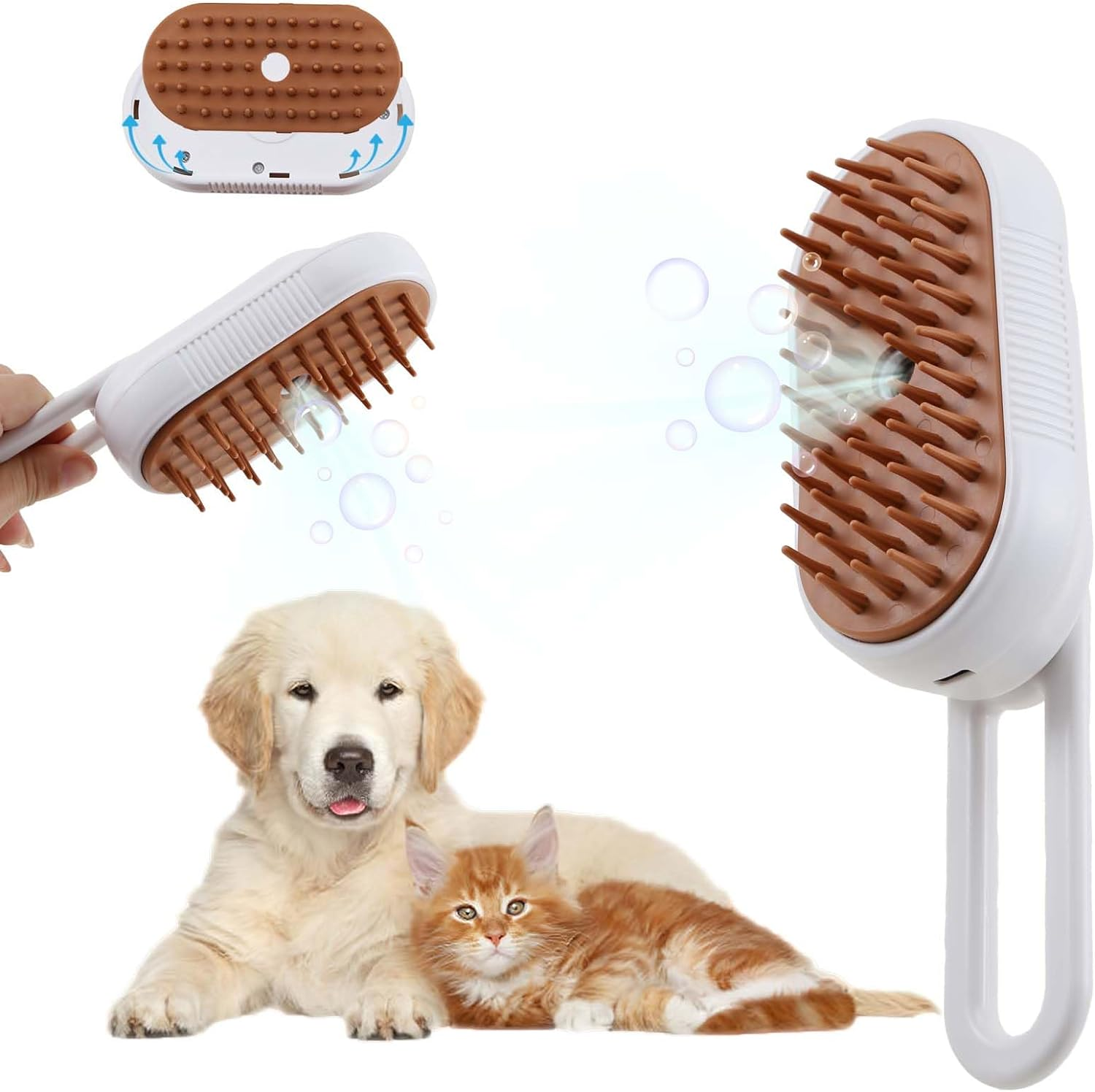 Cat Steam Brush, Cat Spray Comb, Pet Massage Shedding Brush, Rechargeable Silicone Steam Hair Brush, Multi-Functional Cat and Dog Hair Brush,Cat Hair Steam Brush image number 6