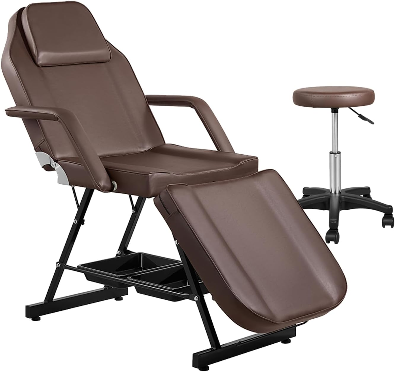 Versatile Multi-Functional Beauty Bed: MAX 185CM Portable 3 Folding Massage Table with Chair for Salon and Home Therapy Sessions (White)