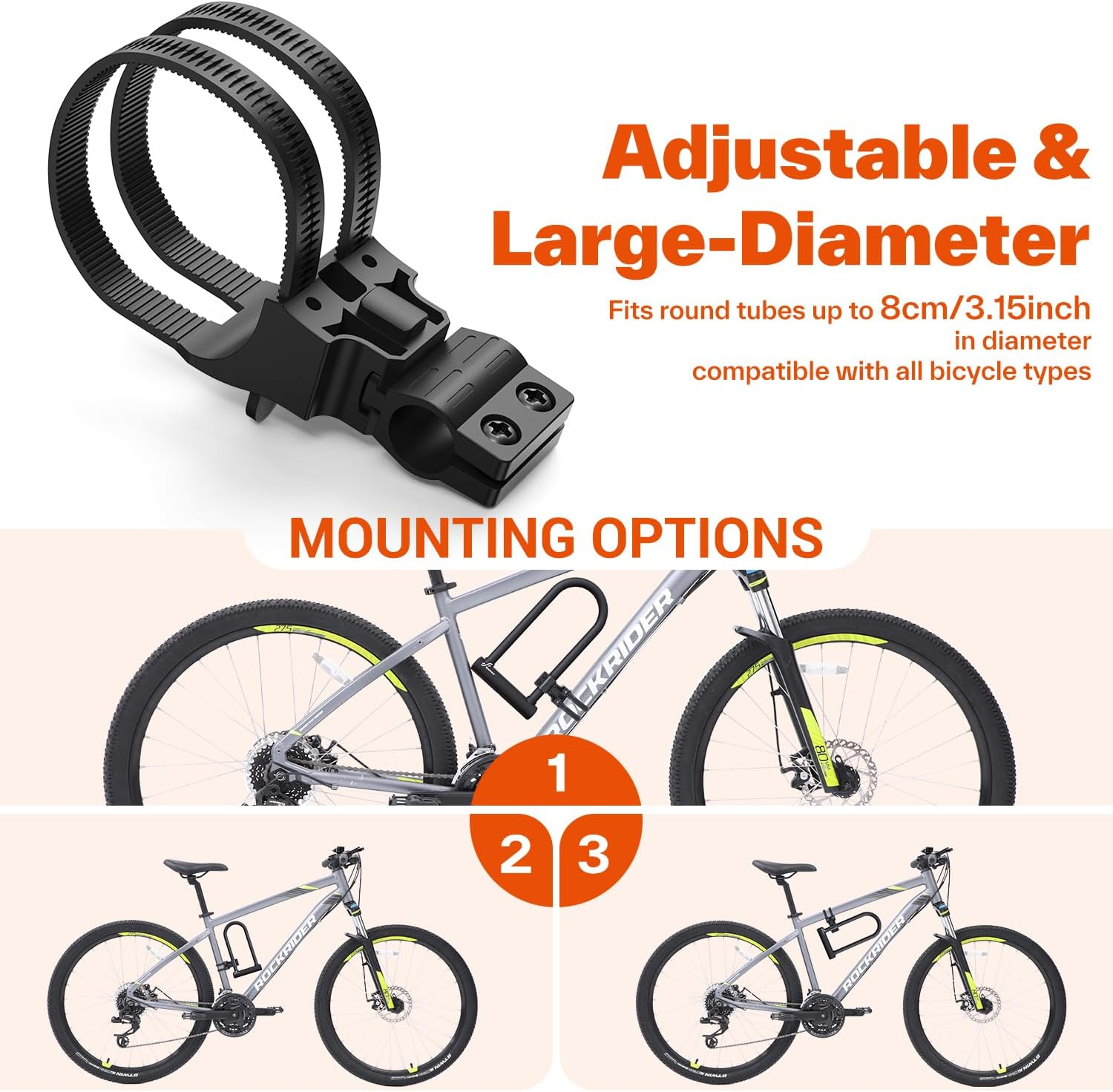 Sportneer Bike Lock: Heavy Duty Bike U Lock with 1.8M Security Steel Cable - 18Mm Shackle Bicycle U-Locks with Keys and Sturdy Mounting Bracket for Road Mountain Bike Bicycle image number 6