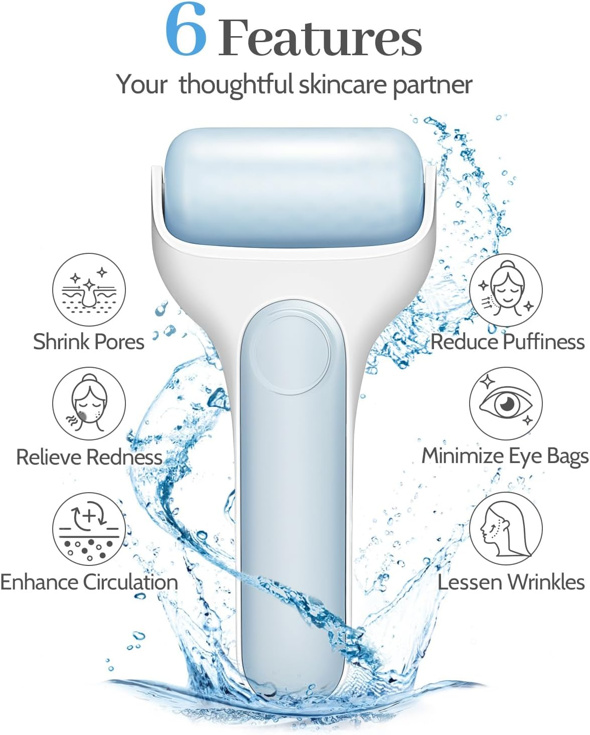 MORGLES Ice Roller for Face, Premium Facial Roller for Puffiness, Dark Circles and Lymphatic Drainage, Face Massager for Women Self Care with Carry Case image number 6