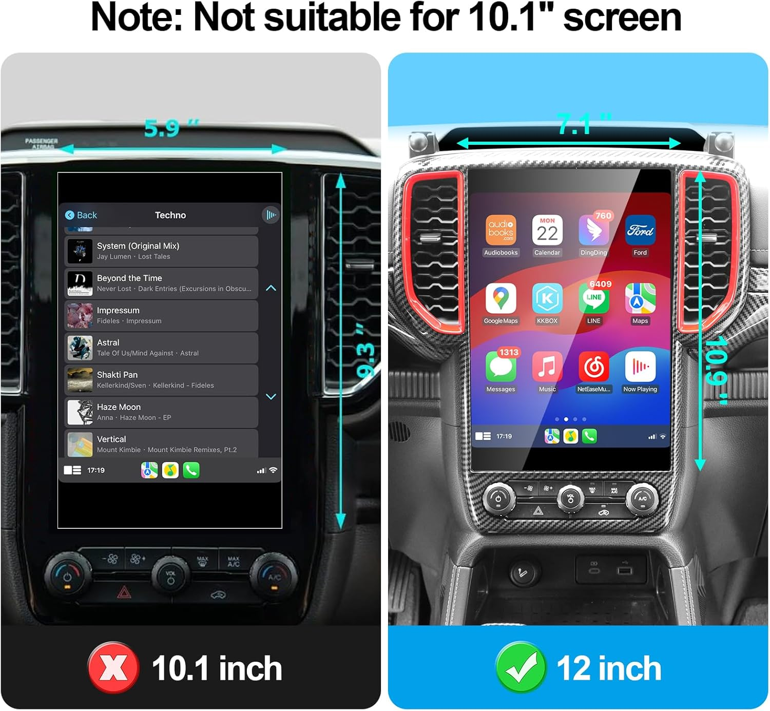 Car Central Control Dashboard Trim Cover Co-Pilot Dash Board Cover Decoration Protective Cover Car Accessories Compatible with Ford Ranger 2022 2023 2024 Carbon Fiber Interior Trim ABS image number 1