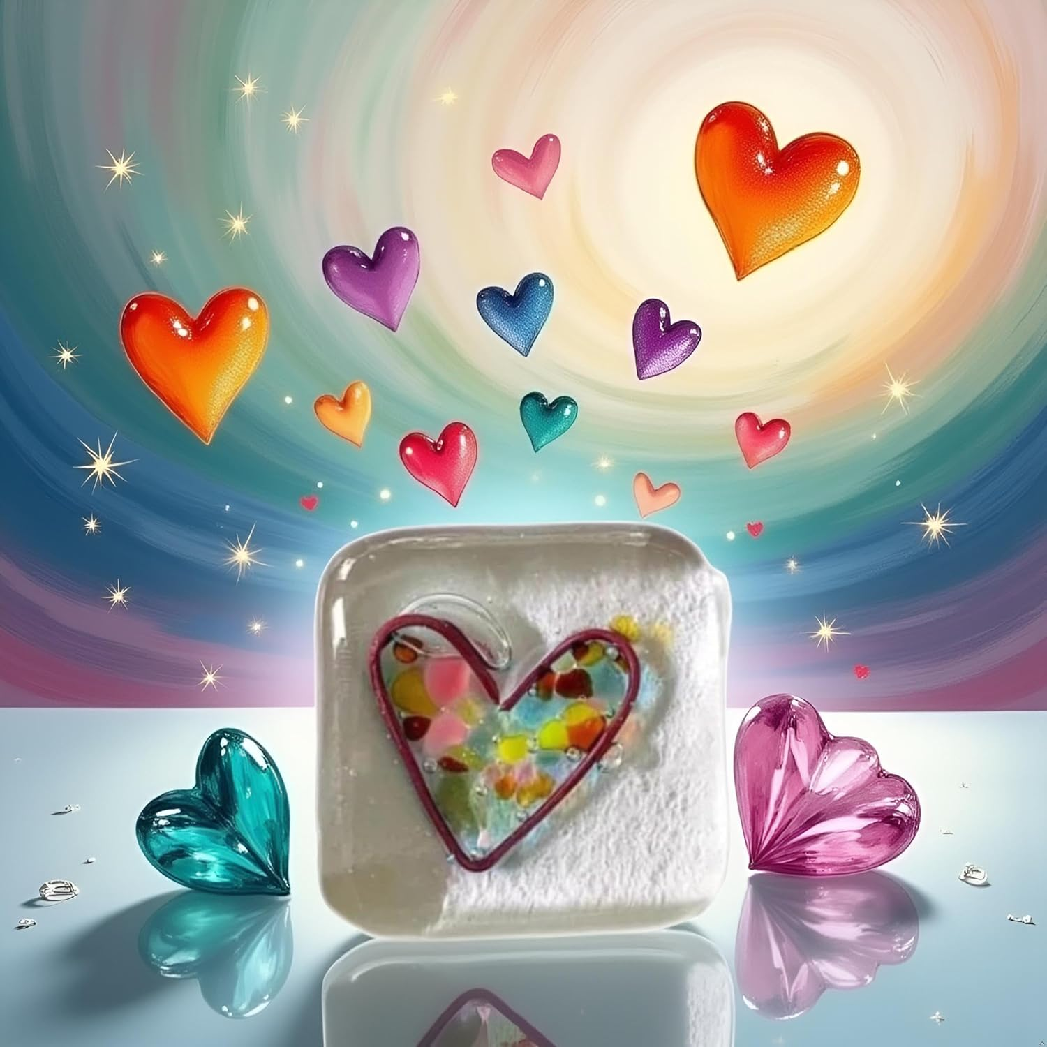 Fused Glass Heart Pocket Hug Token, Resin Glass Heart Pocket Token,Handmade Pocket Token Fused Heart Keepsake Gift for Friends Couple Family,Fused Glaze Heart Pocket Token,Luggage and Travel Gear image number 6