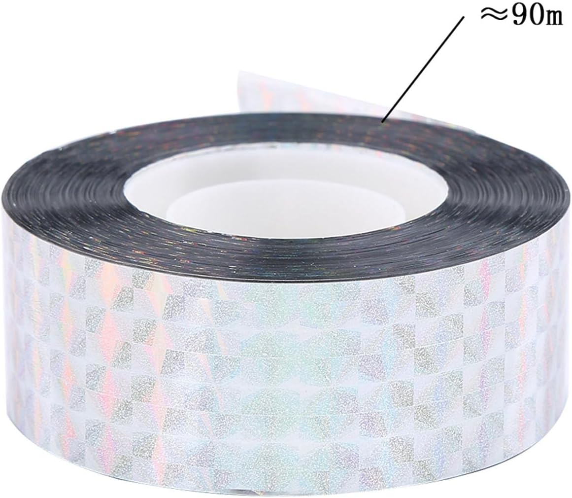 Bird Deterrent Tape Audible Visual Flash Reflective Pigeon Woodpeckers Holographic Bird Scare Ribbon Ribbon 90M image number 1