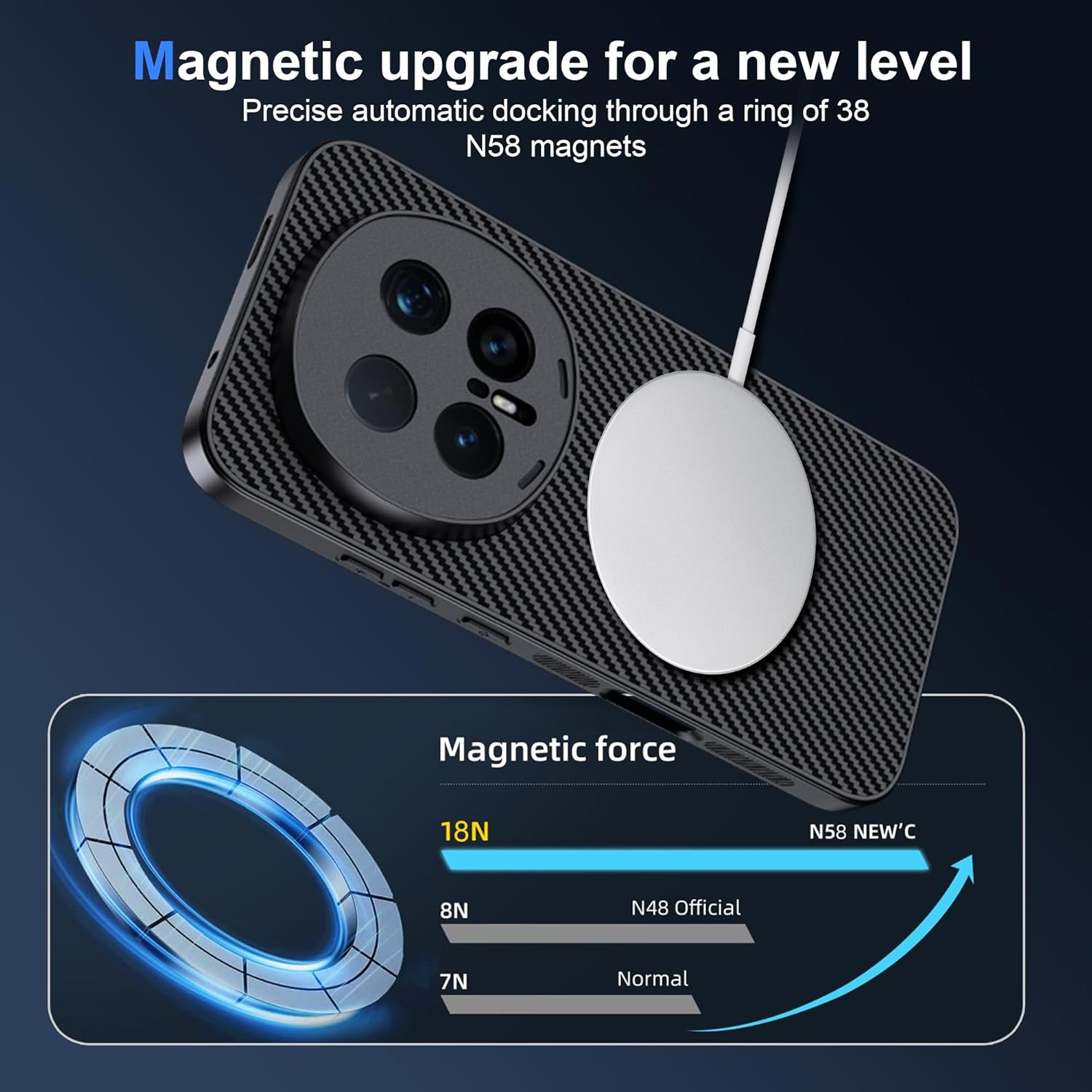 CAUHENYEE Case for Honor Magic 8 Pro 5G, Built-In Magnetic Ring, Non-Slip Hold, Shockproof and Scratch-Resistant, Magnetic Mobile Phone Case for Honor Magic 8 Pro 5G Case, Black image number 4