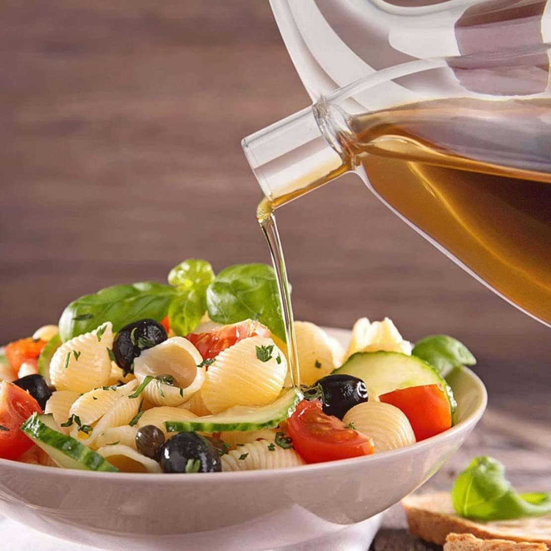 DDMMQS Olive Oil and Vinegar Dispenser Bottle for Kitchen 2 in 1 Glass Oil and Vinegar Dispenser, Double Glass Oil Dispenser Container for Kitchen Cooking image number 4