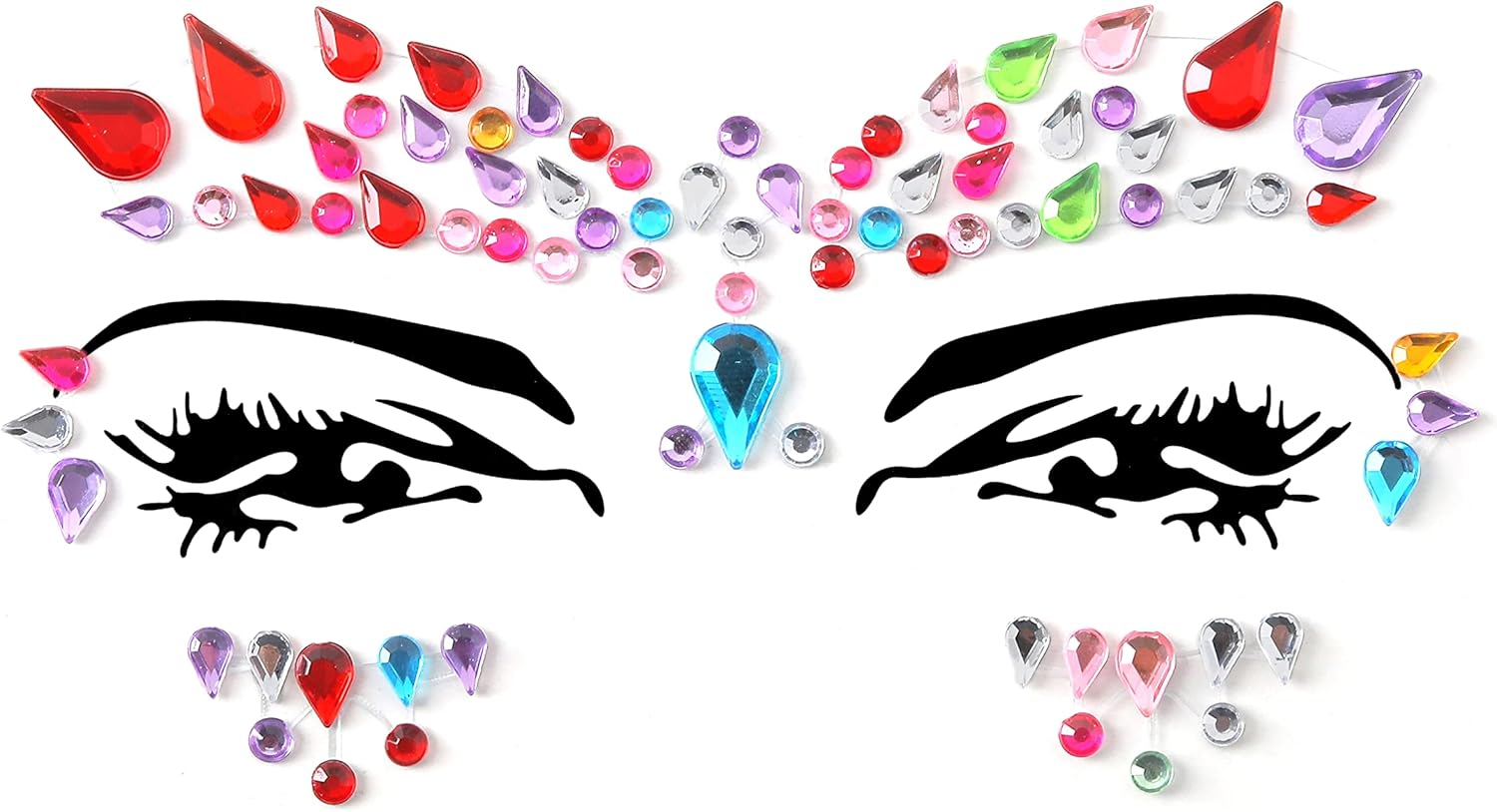 Face Gems Adhesive Glitter Jewel Tattoo Sticker Festival Gems Rave Party Body Make up (6 PCS MULTI COLORS) image number 4