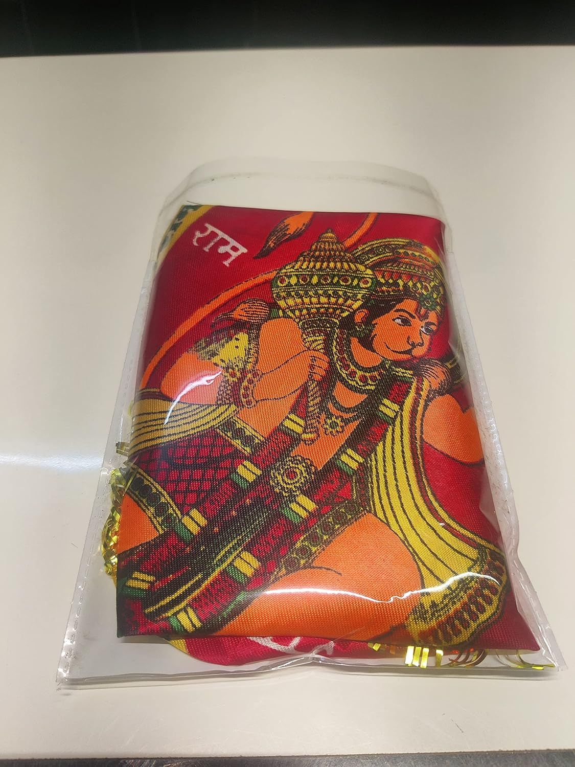SHIVOHAM Jai Shree Ram Hanuman Cloth Flag for Pooja | Printed Triangle Dwaj for Home Temple & Outdoor | Normal Size for Car/Office/Home Use image number 5