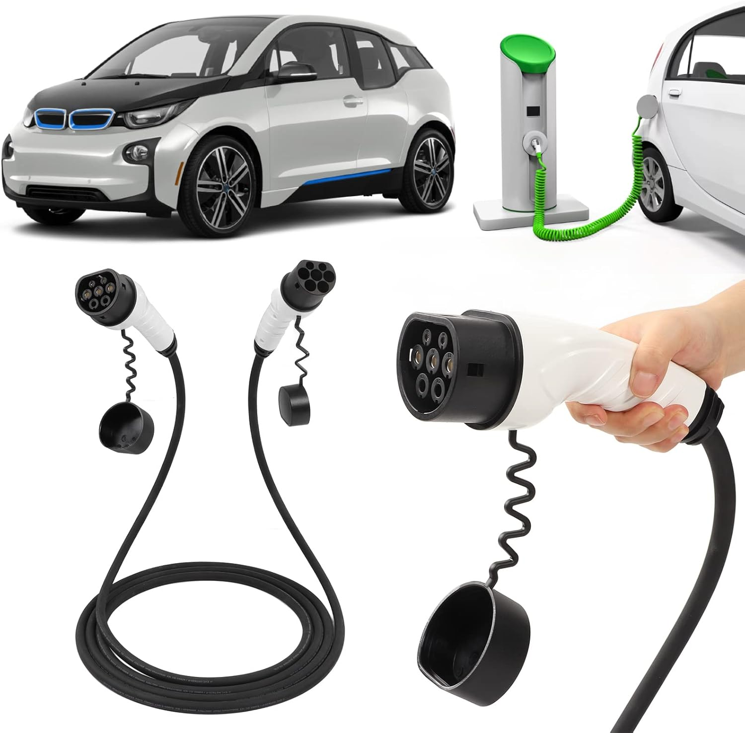 EV Extension Cable, 32Amp 22KW Electric Vehicle Charging Cable 3 Phase 5M/16.4Ft Portable EV Charger, Type 2 to Type 2 EV Charger Extension Cable for Electric Vehicle Charging Stations image number 6