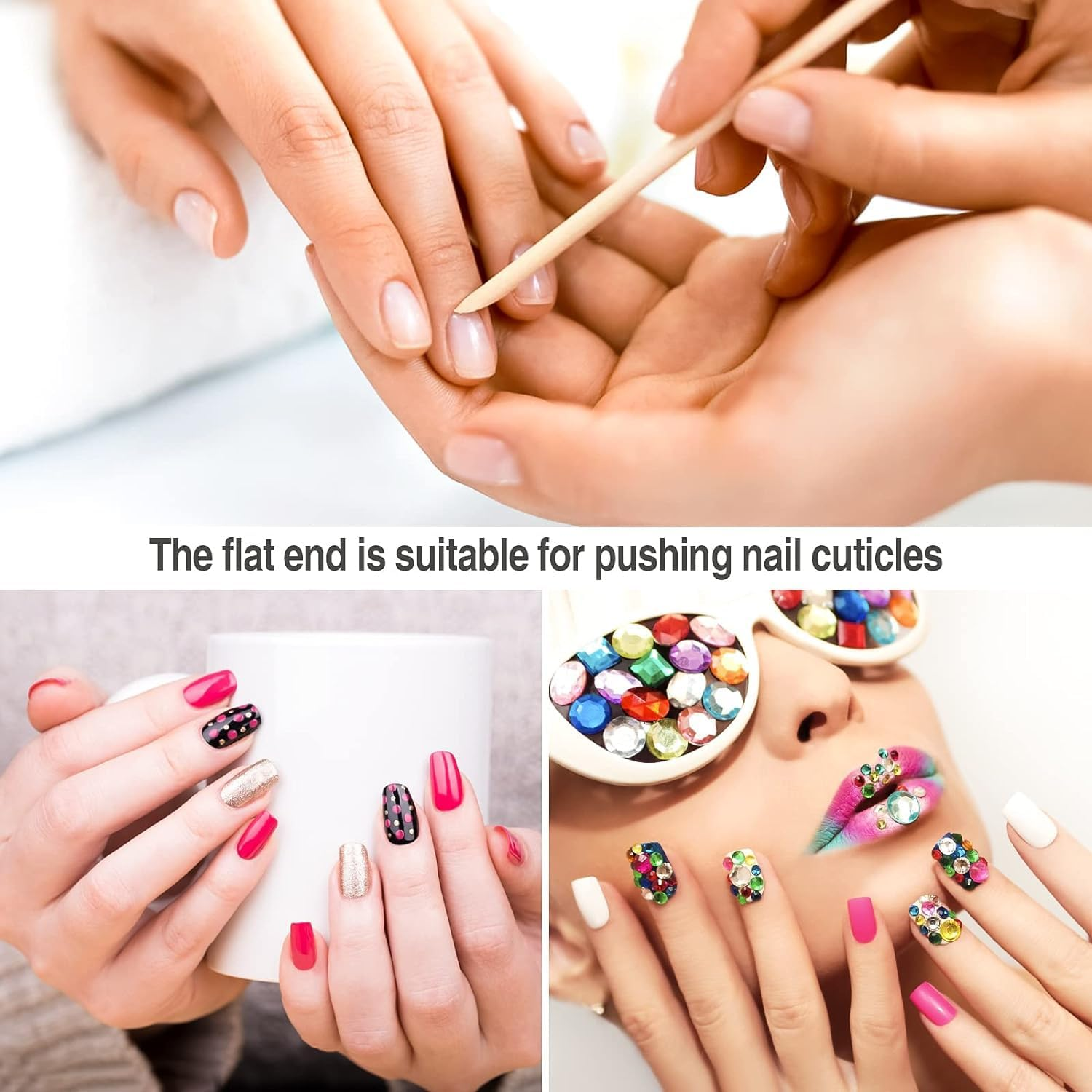 Orange Wooden Stick, 4.5 Inch Cuticle Pusher Remover Cuticle Sticks,Double Heads Multi Functional Cuticle Pusher Remover Nail Cleaning, Manicure Pedicure Tool(100 Count)