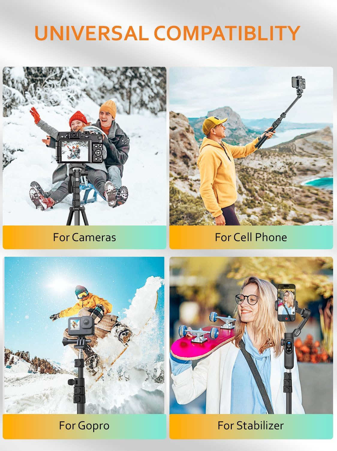 AOCHUAN 1.7M Complete Camera Tripod for Smartphones Camera Gimbal Stabilizers W/ 0.44M ~1.7M Aluminum Alloy Lighting Stand(T20)