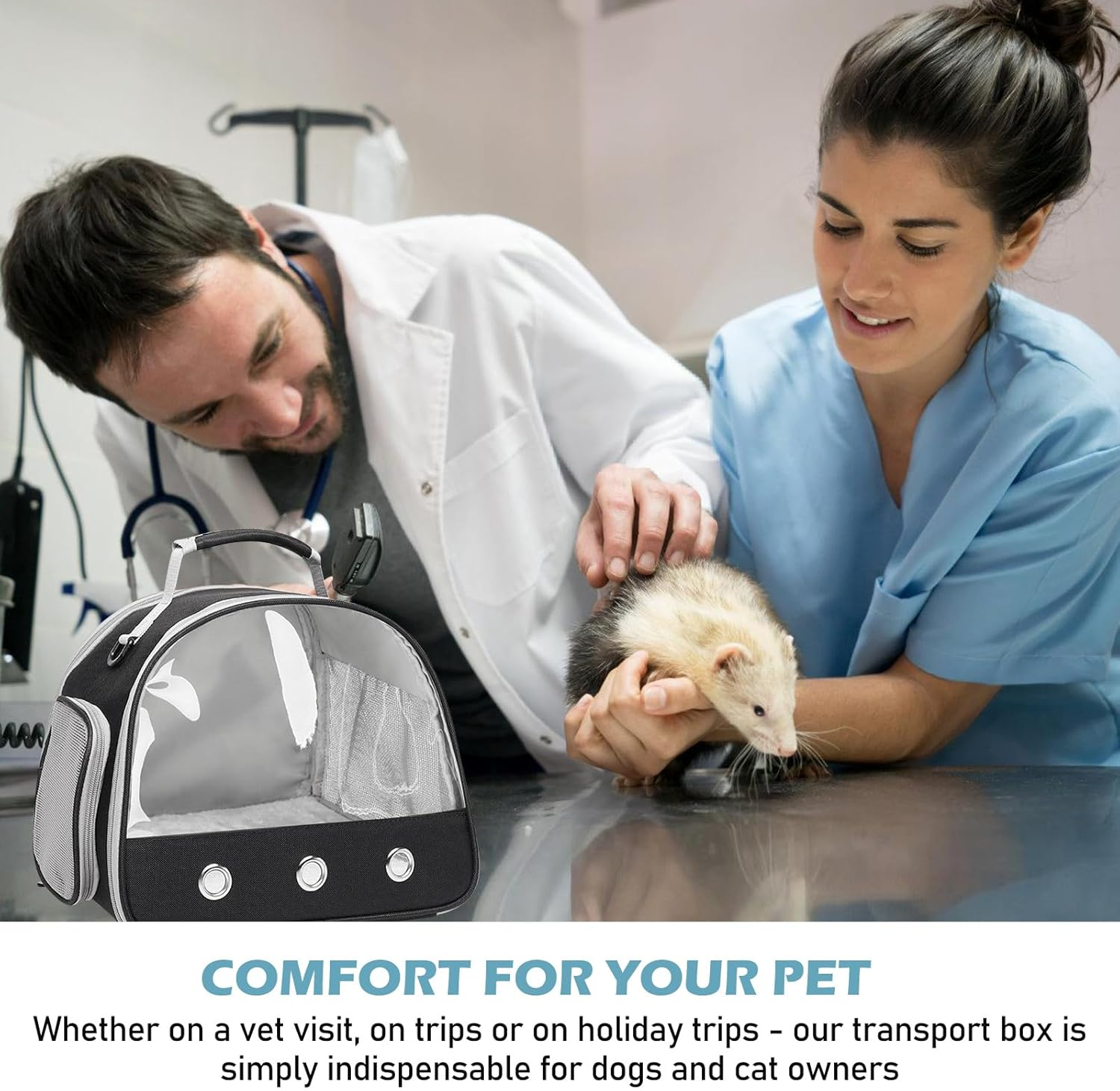 Small Pet Carrier, Small Animal Carrier Bag, Transport Box for Cat with Side Opening, Guinea Pig Carry Bag, Foldable Transport Box, Dog Transport Box for Birds, Kittens, Puppies image number 6