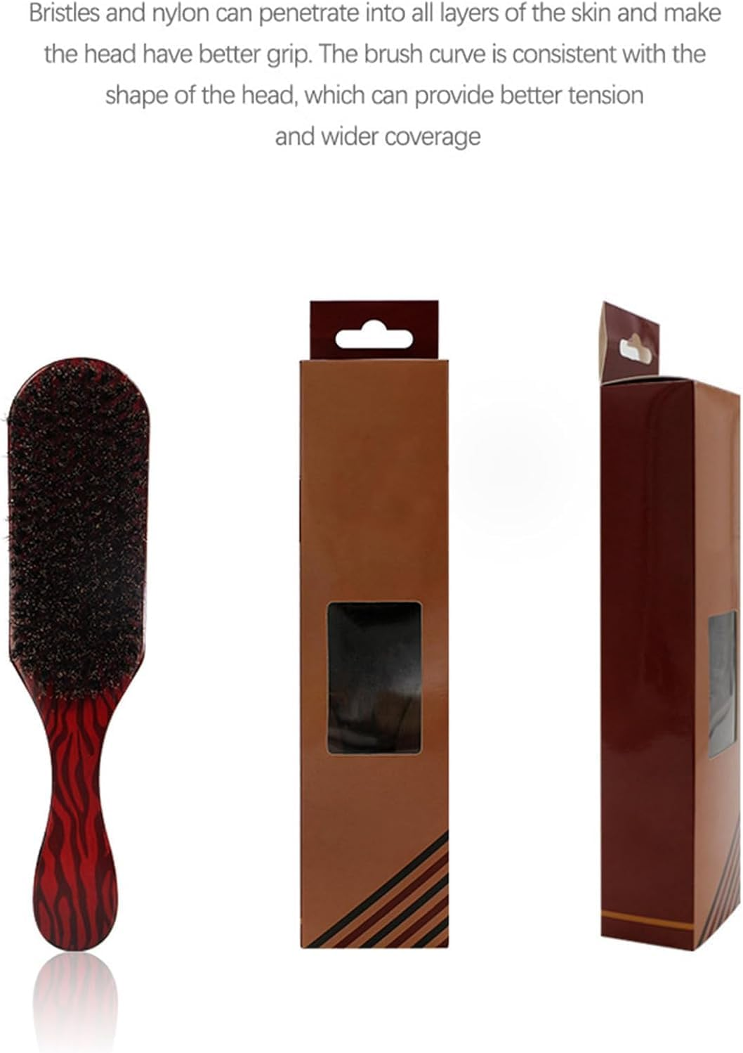WADY Bristle Hair Brush and Professional Massage Comb,Slick Back Hair Brush, Stiff Bristles Hairbrush for Beard Styling,Hair Brush for Men and Women,For Detangling,Smoothing,Wave Styles,Soft on Scalp