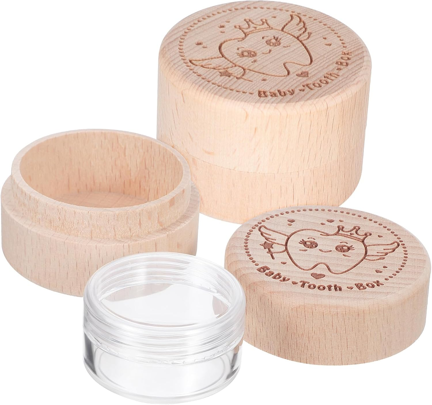 4Pcs Stylish round Tooth Storage Box Decorative Trinket Box Lid for Boys and Girls Lost Teeth Elegant Craft image number 2