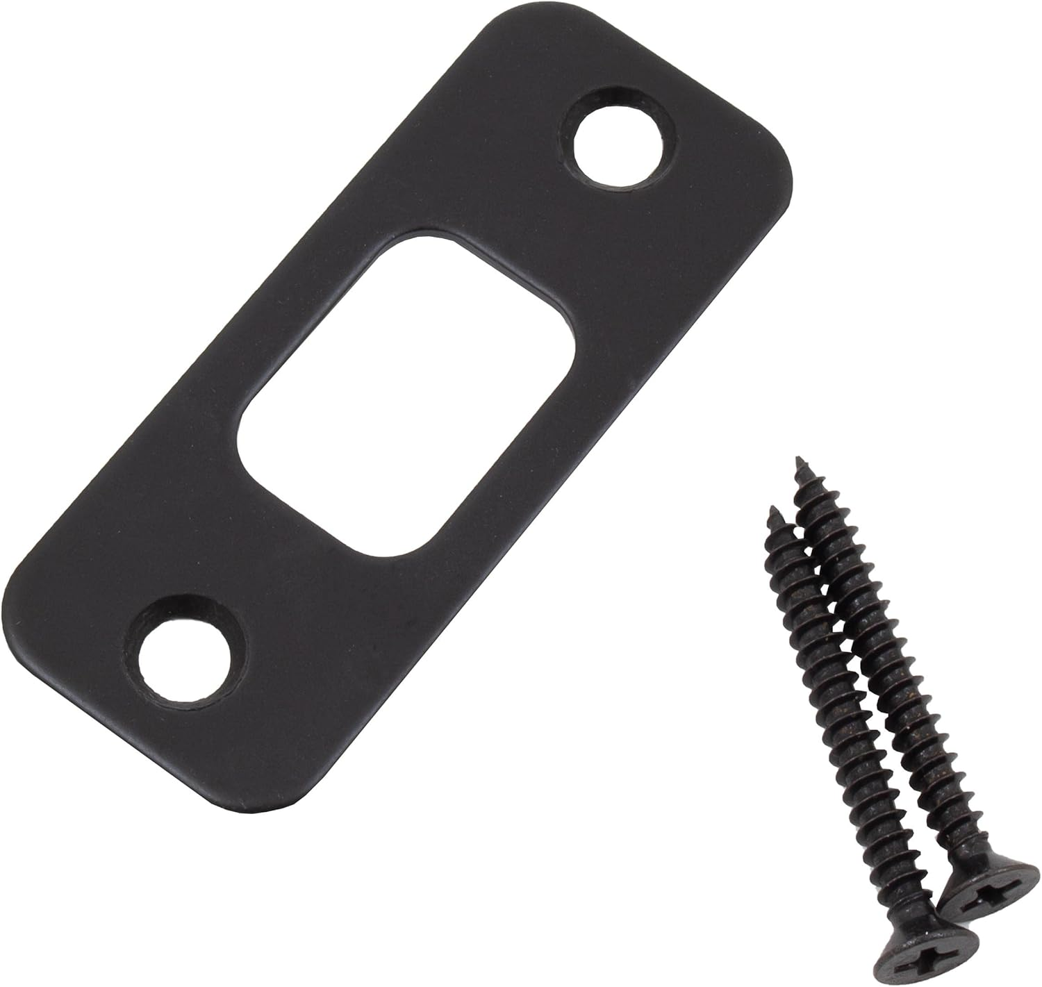 Round Corner Deadbolt Strike Plate, 1-1/8" X 2-3/4", 2-1/8" Center-To-Center, Antique Brass by Stone Harbor Hardware