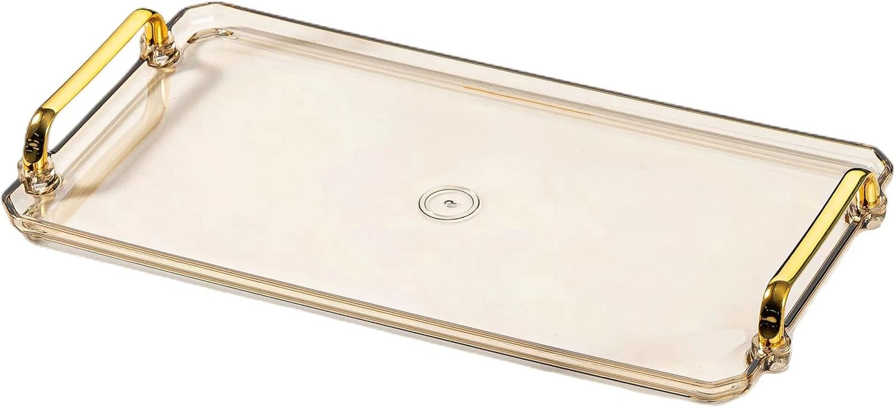 Acrylic Serving Tray with Handles Ottoman Countertop Decorative Tray Serving Tray Spill-Proof Tray for Coffee Table Living Room Bedroom 16 X 9 X 0.8 Inches - (Transparent Color)