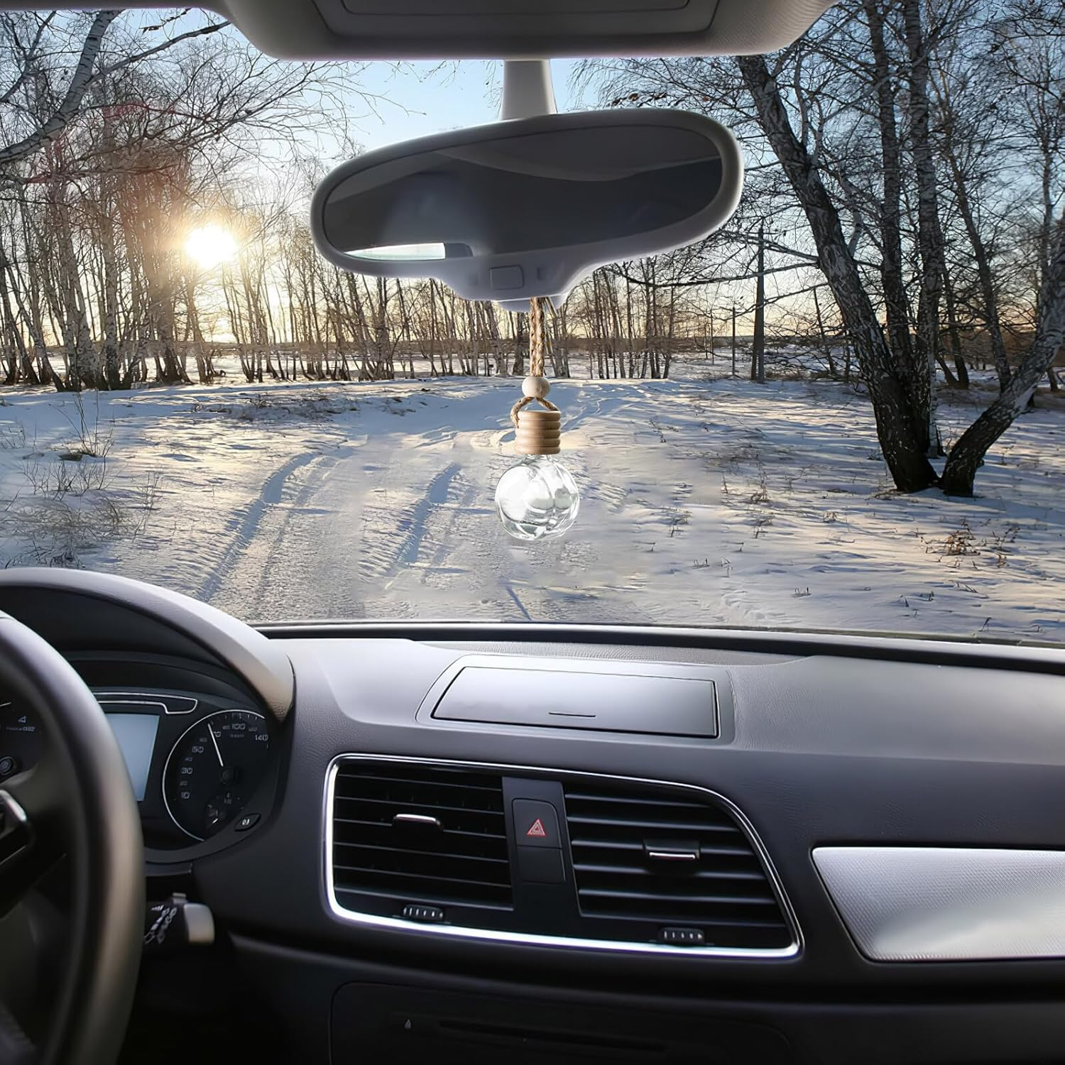 10Pcs Empty Glass Car Perfume Bottles Refillable Essential Oil Diffuser Hanging Rope Mini Air Freshener Pendant for Car Office Room 10Ml image number 1