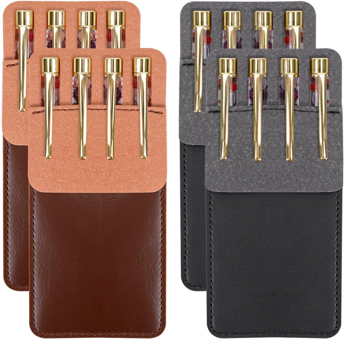 4 Packs Pocket Protector, FHDUSRYO Multi-Purpose Leather Pen Pouch Holder Organizer, Pens Pocket Protector for Pens Pointers Pencils Ruler image number 1