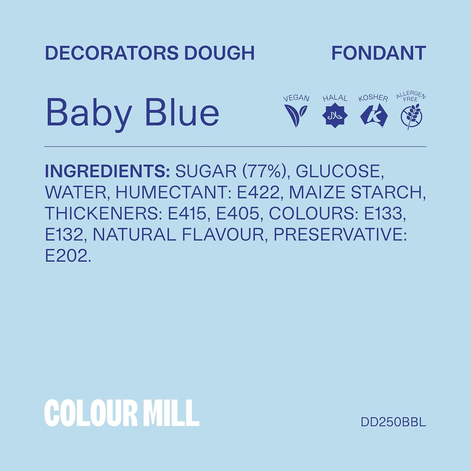 Colour Mill Decorators Dough Premium Ready to Roll Fondant Baby Blue 250G image number 5