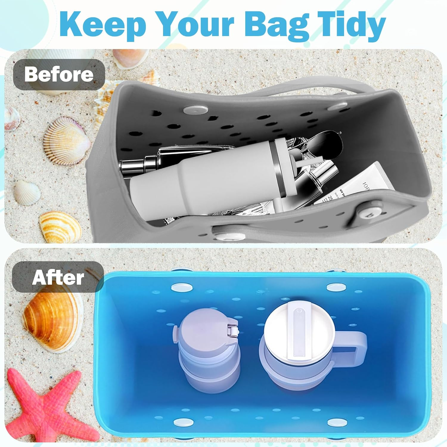 2 Pack Cup Holder for Bogg Bag, Fits for Stanley Cup 16-40Oz, Bogg Bag Accessories Insert Drink Holder Attachment for Rubber Beach Tote Bags Summer Accessories Gifts for Women Girls image number 4