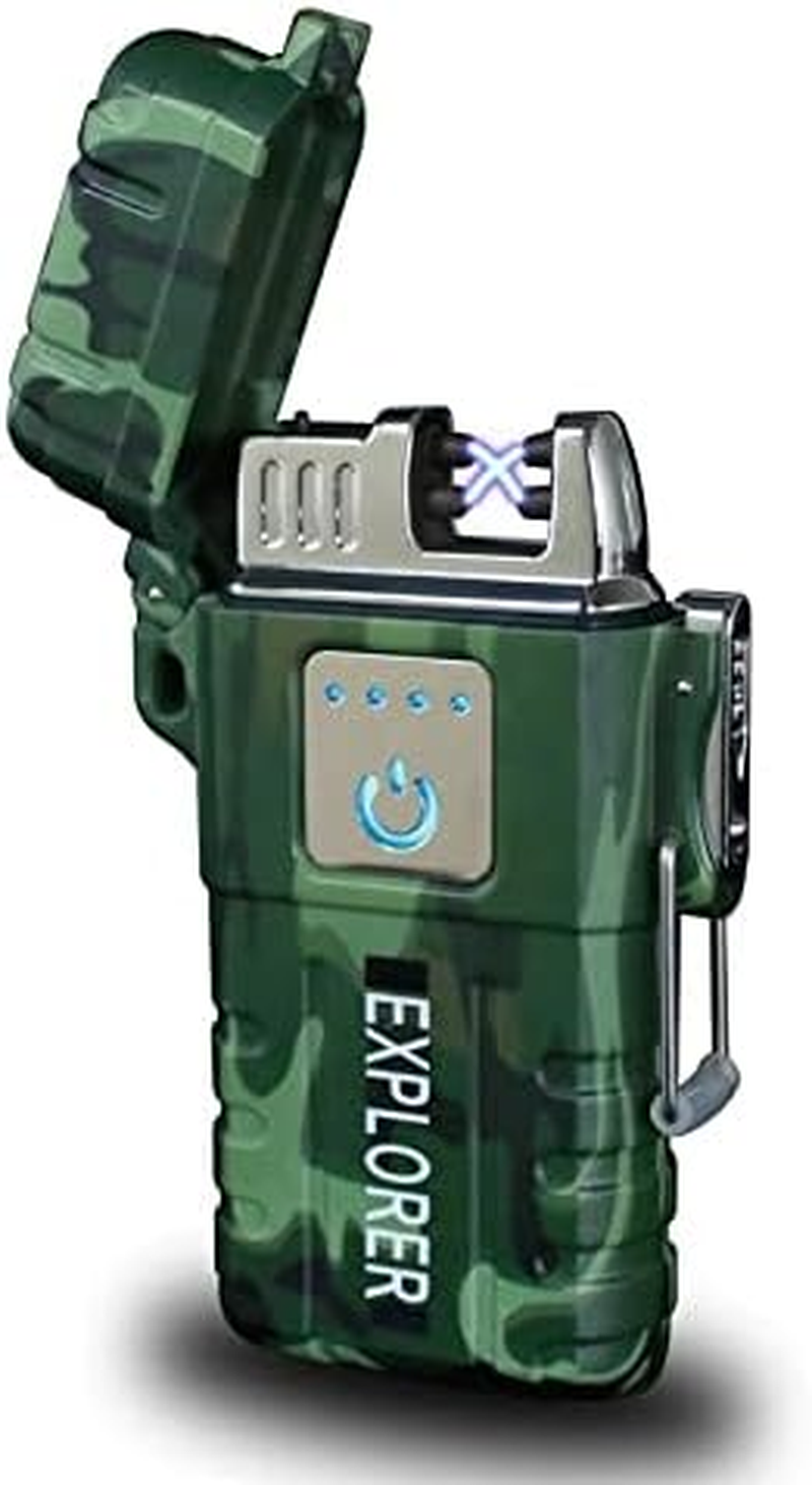 USB Rechargeable Dual Arc Plasma Lighter - Windproof Waterproof Flameless Electric Lighter for Camping, Hiking, Survival Tactical image number 6