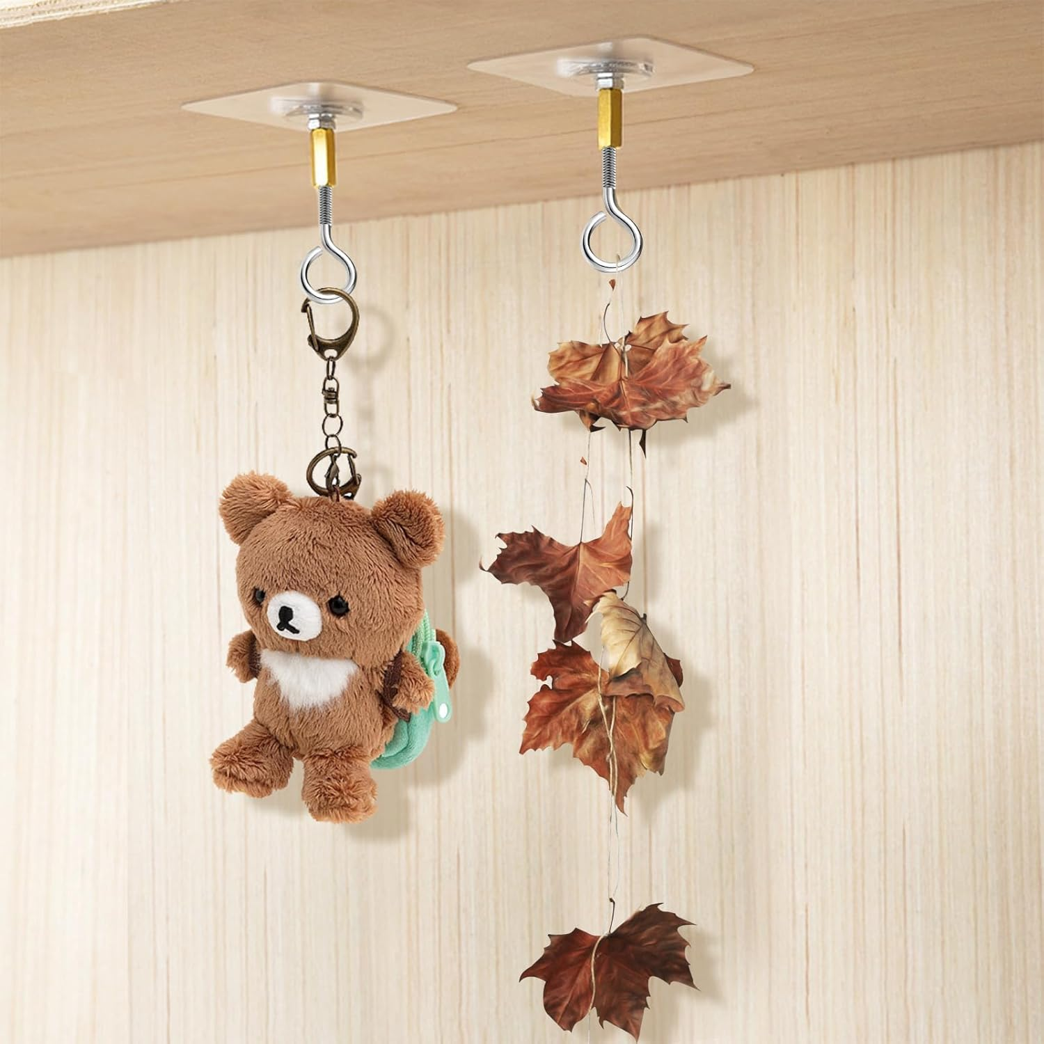 Sankoly 12 Pcs Self Adhesive Ceiling Hooks No Drilling Ceiling Hooks Stainless Steel Eye Hooks for Hanging Small Plants Ceiling Decoration