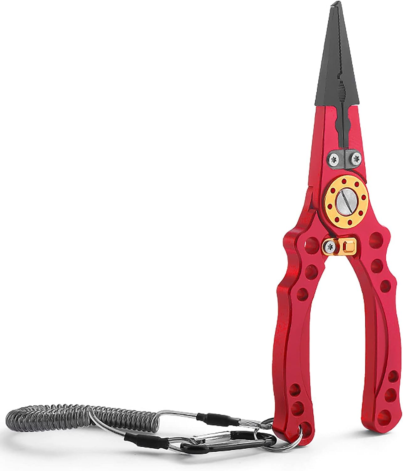 Aluminum Fishing Pliers Saltwater, Surf Fishing Tackle Kit, Fishing Multitool Hook Remover Braided Fishing Line Cutting and Split Ring with Coiled Lanyard and Sheath