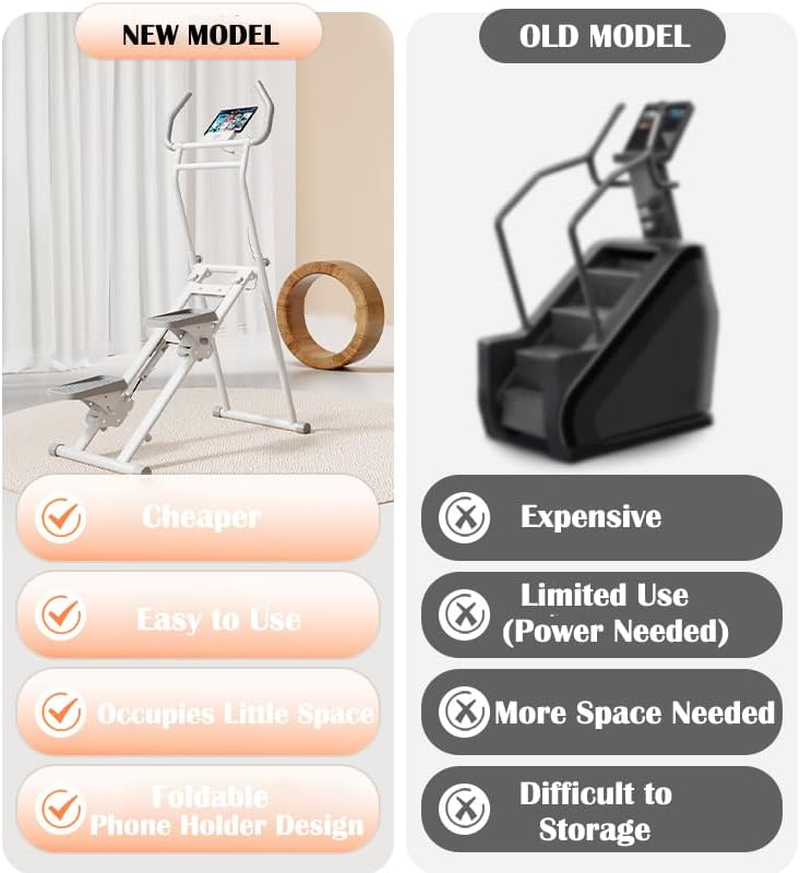 Stair Stepper Folding Vertical Aerobics Appliances Exercise Climber for At-Home Workouts Total Body Exerciser with Handle 242LBS Load with Pedal/Stand/Cup Holder, Step Angle Adjustable image number 6