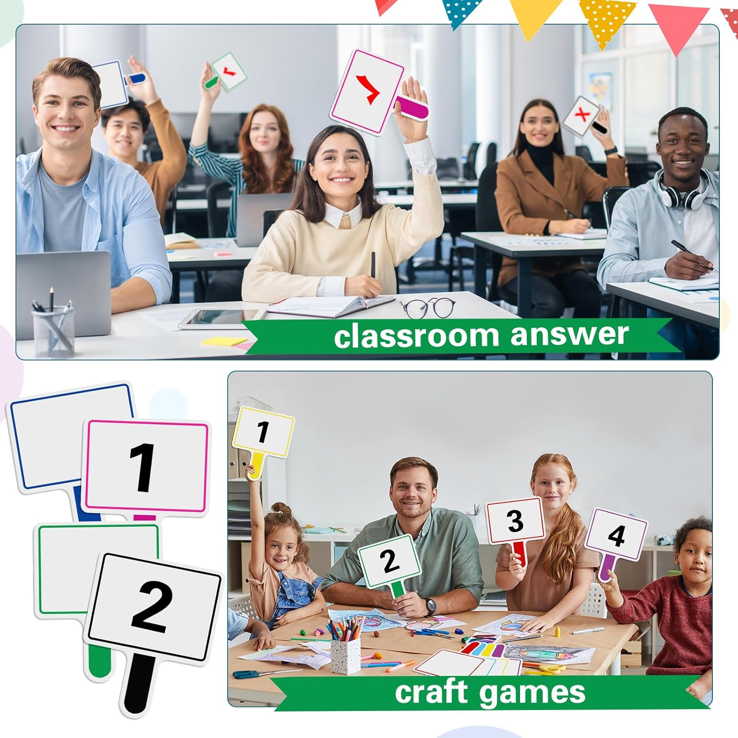 Crtiin 40 Pcs Dry Erase Paddles Auction Paddles Mini Dry Erase Board Small Handheld Double Sided Whiteboard Quick Response Answer Board for Student, Teaching, Bidding, Voting, Classroom, Bridal Shower image number 1